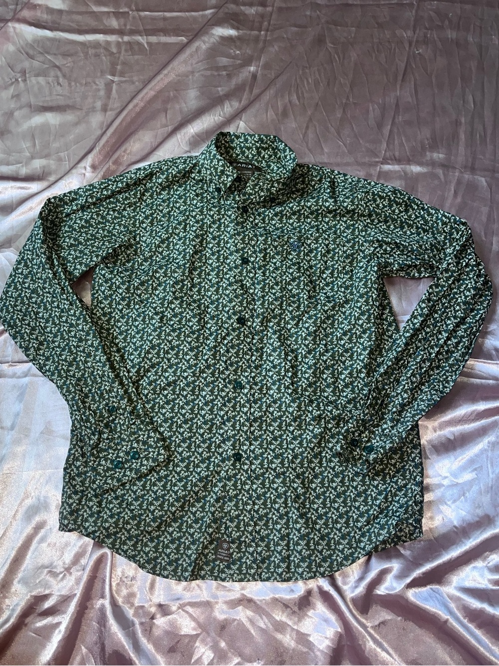 Ariat Green Floral-Print Button Down Shirt